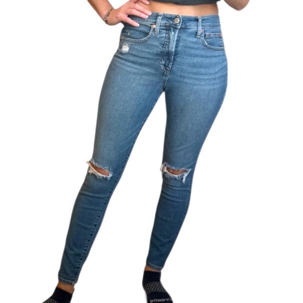GAP Women's Blue Distressed Skinny Jeans - Picture 2 of 6